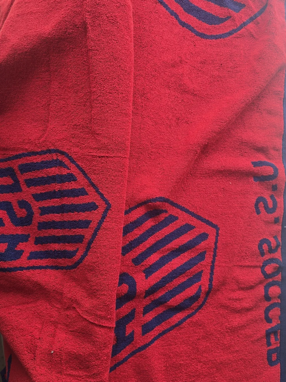 Oversized Super Soft U.S. Soccer Navy & Red Logo Beach Towel 38 X 72
